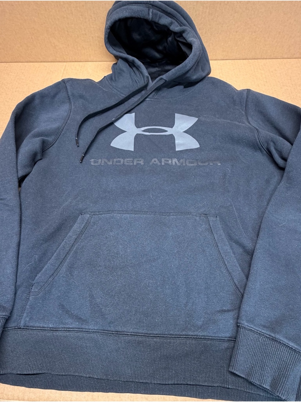 Under Armour Men's Black with Grey Logo Hoodie Sweatshirt